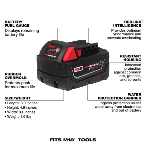 Details about Milwaukee M18 REDLITHIUM XC5.0 power tool batteries