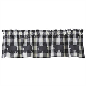 Bear applique check curtain valance