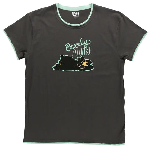 Lazy One Bearly Awake women's pajama tee shirt