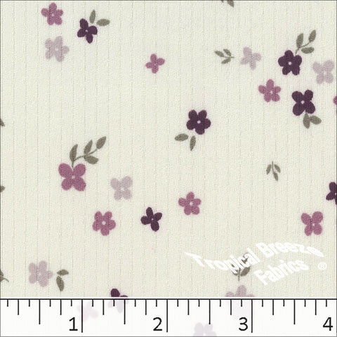 beige, Classic Rib Knit Floral Print Fabric 578516