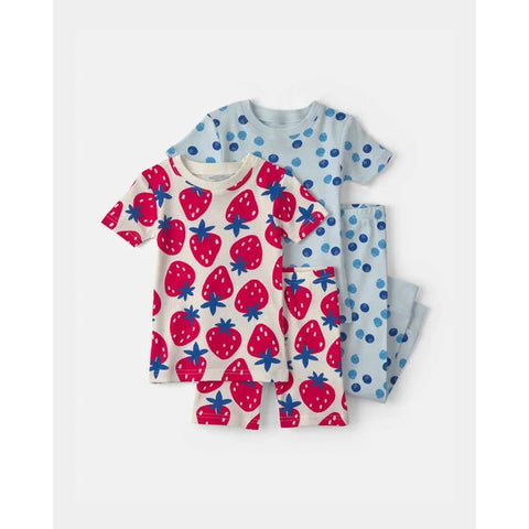 berry print, Baby Girls' 4-Piece Short-Sleeve Pajama Sets 1V