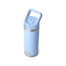 Yeti Rambler bottle with straw cap 18 oz in big sky blue