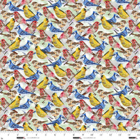 bird crowd, Air Mail Collection Cotton Fabric
