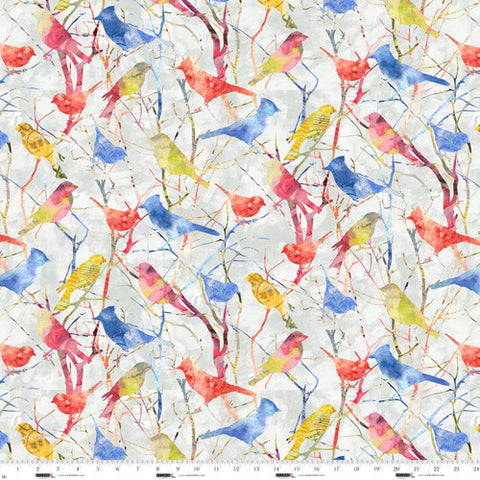 bird silhouette, Air Mail Collection Cotton Fabric