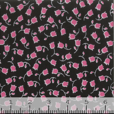 black, Double Brushed Floral Print Knit Fabric 380