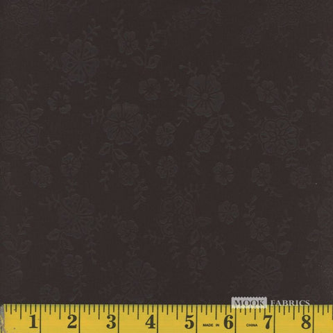 black, Puff Polyester Floral Fabric 1409