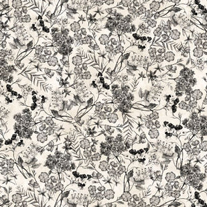 Proud Rooster Collection Floral Toile Cotton Fabric black