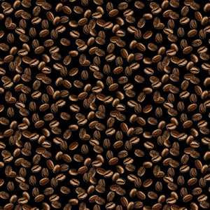 Coffee Always Collection Beans Cotton Fabric black