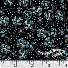 Poly Cotton Doodle Floral Print Dress Fabric black