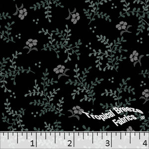 Standard Weave Blossom Print Poly Cotton Fabric Black