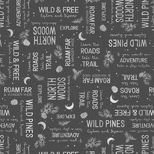 Wild Woods Lodge Collection Word Toss Cotton Fabric black