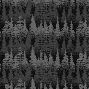 Wild Woods Lodge Collection Tree Stripes Cotton Fabric black