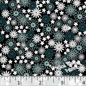 Wildflower Print Poly Cotton Dress Fabric Black