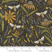 black, Bee Garden Collection Florals and Bees Cotton Fabric 48410