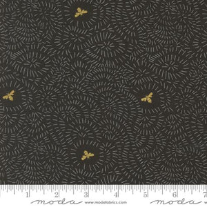 black, Bee Garden Collection Twists and Turns Cotton Fabric 48415