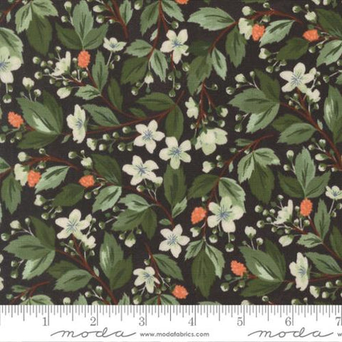 black, Brookside Collection Bramble Floral Cotton Fabric 36081