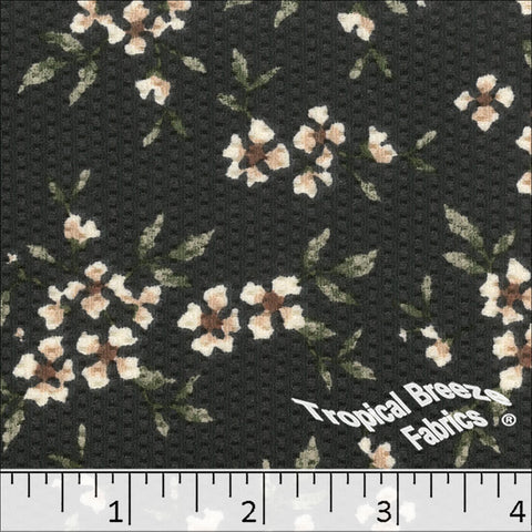 black, Bubble Knit Floral Print Dress Fabric 578520