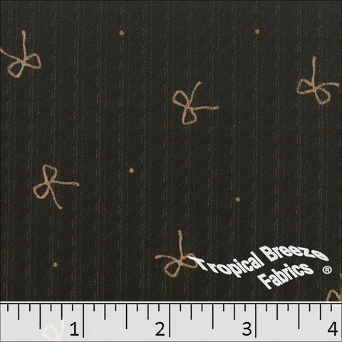 black, Cable Rib Knit Bow Print Fabric 573623