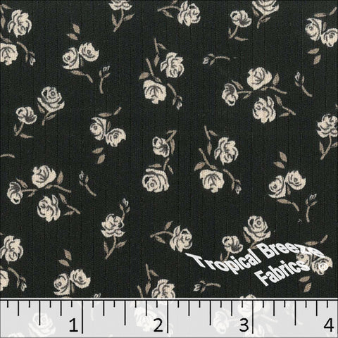 black, Classic Rib Knit Floral Print 578519