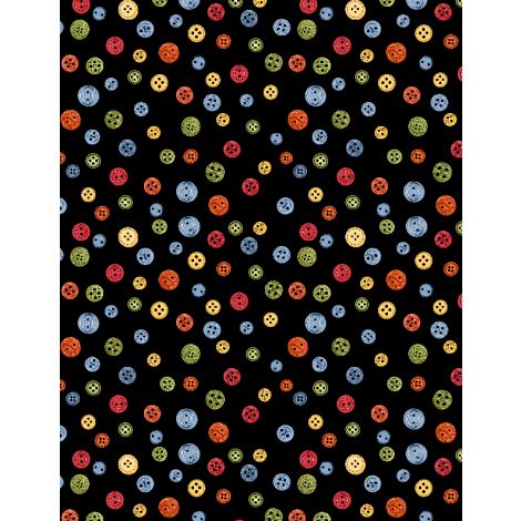 Common Threads Collection Buttons All Over Cotton Fabric 21756 black