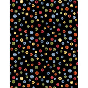 Common Threads Collection Buttons All Over Cotton Fabric 21756 black