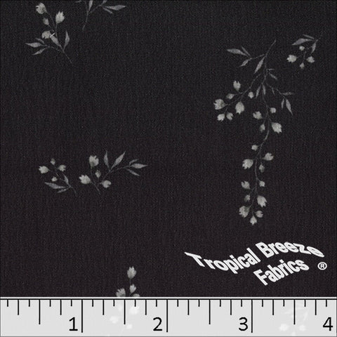 black, Crinkle Creme Polyester Fabric 042626