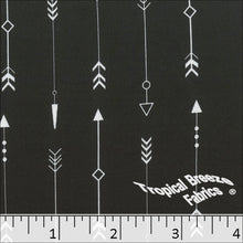 Black, Double Brushed Knit Arrow Print Fabric 32949