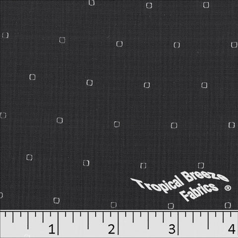 black, Linen Crepe Square Print Polyester Fabric 048621