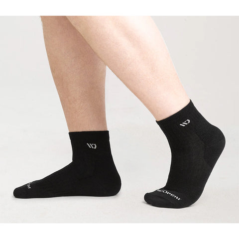 black, Men's Solid Cushioned Quarter Socks 9004