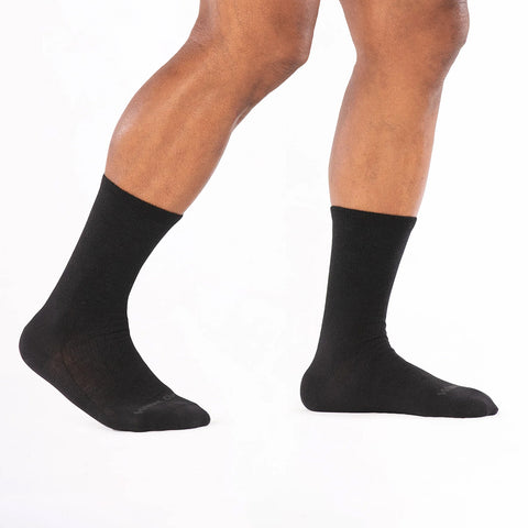 black, Men's Solid Lightweight Crew Socks 9012