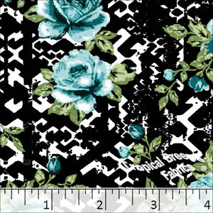 Poly Cotton Floral Print Dress Fabric 6085 black
