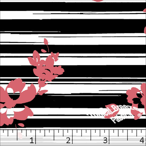 Poly Cotton Stripe Print Dress Fabric black