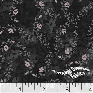 Standard Weave Blossom Print Poly Cotton Fabric 6040 black