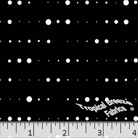 black, Standard Weave Dotted Poly Cotton Fabric 6282