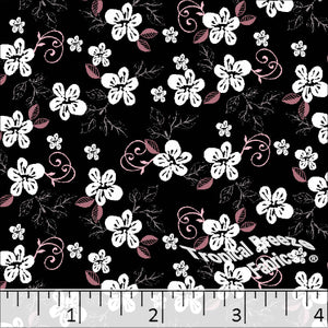 Standard Weave Floral Poly Cotton Fabric 6111 black