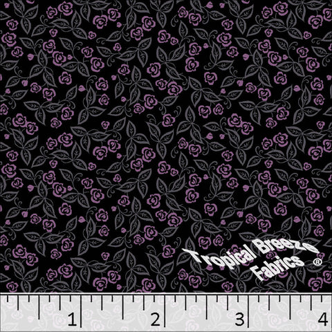 Standard Weave Small Floral Print Poly Cotton Fabric 6151 black