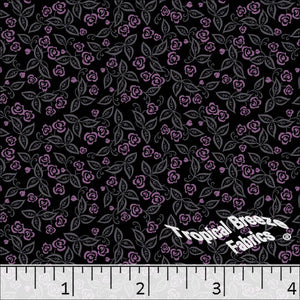 Standard Weave Small Floral Print Poly Cotton Fabric 6151 black