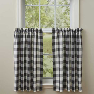 Black and white tier curtains