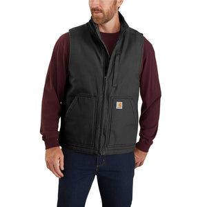 black, Men's Big and Tall Sherpa Lined Mock Neck Vest 1042777