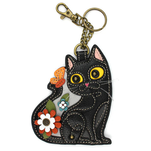 black cat, Key Fob Coin Purse 806