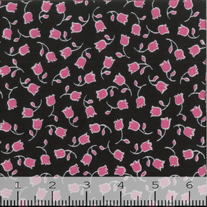 black, Double Brushed Tulip Print Fabric 1262