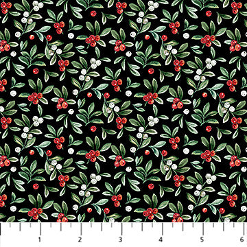 black holly berries, Home for Christmas Cotton Fabric Collection 289