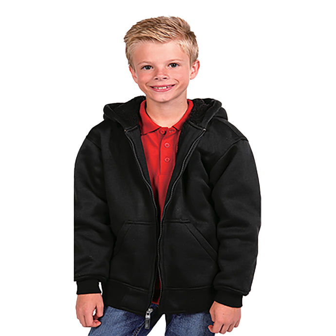 Black Youth Sherpa Lined Fleece Hoodie K1179