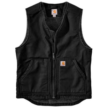 black, Men's Big and Tall Washed Duck Sherpa Lined Vest 104394