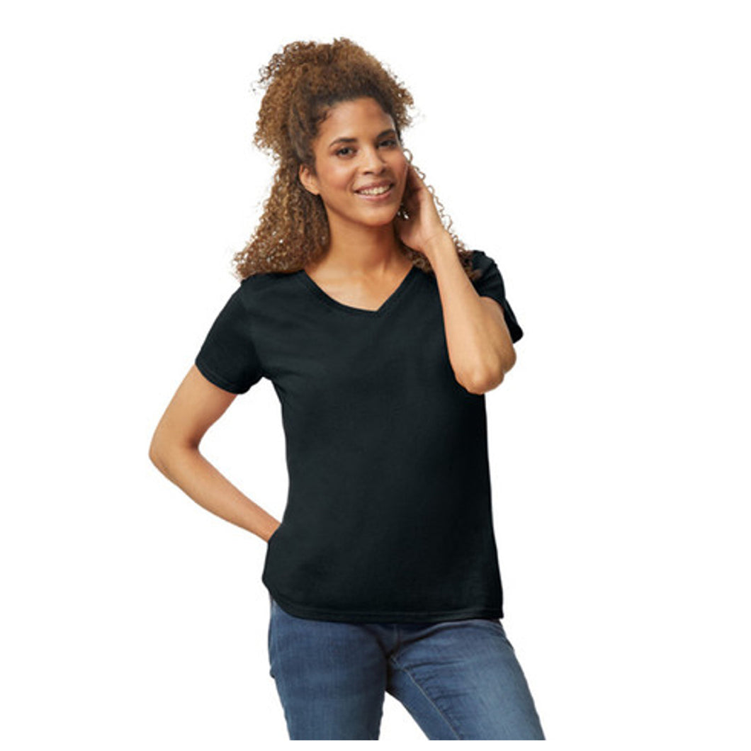 Black, Women's Short-Sleeve V-Neck T-Shirt G5V00L