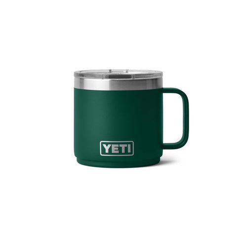 Yeti Rambler 14 oz. Stackable Mug in black forest green