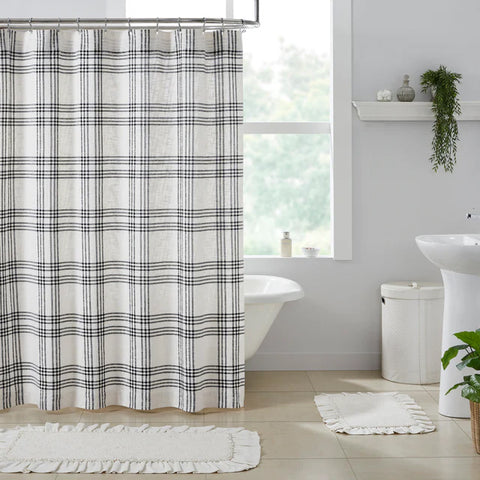 black, Plaid Shower Curtain 80