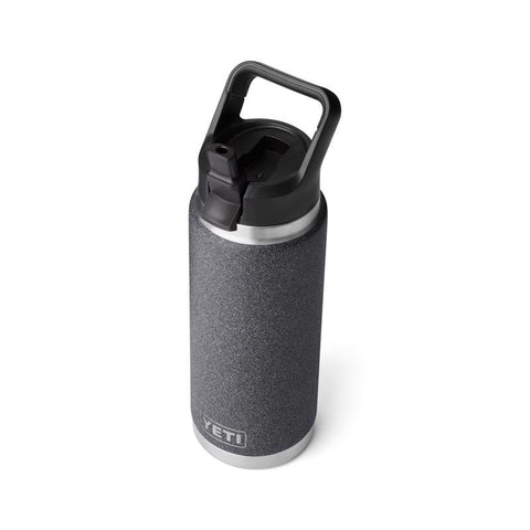 Yeti Rambler 26 oz Water Bottle with Straw Cap in black stone