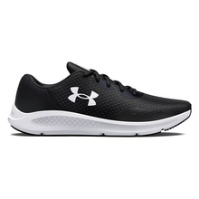 Under Armour men's Charged Pursuit 3 running shoe in black and white