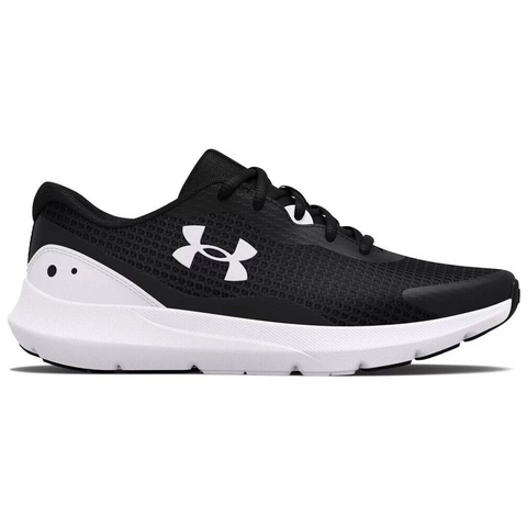 Under Armour women's Surge 3 Running Shoe in black & white